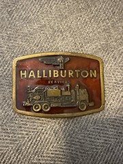 Halliburton Services Belt Buckle Truck Driver Oil Field Roughneck 1976 Watson