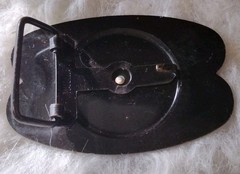 Vtg Horse Head Belt Buckle With Horseshoe Collar Brass Tone Japan