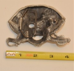 1997 Solid Fine Pewter Pirate Skull in Hat and Swords Belt Buckle 4486