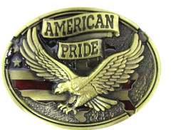 American Pride Eagle and Flag Patriotic Western Belt Buckle