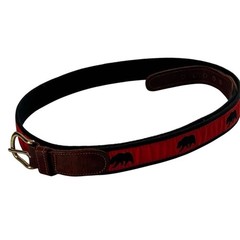Vintage Preston Men&rsquo;s Red Leather Belt Embroidered Bear Design Size 48