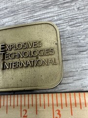 Explosives Technologies International ETI Belt Buckle Mens Brass Tone CD Hit