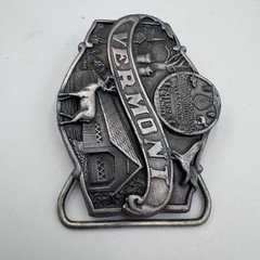 Vintage 1986 Siskiyou Vermont State Belt Buckle T-55 Freedom & Unity Made in USA