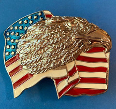 LARGE SIZE USA COWBOY RODEO SIZE American Flag Eagle Belt Buckle