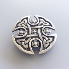Vintage Silver Plated Celtic Knot Cross Belt Buckle