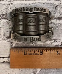 Vintage 1990s « Nothing Beats A Bud » Anheuser-Busch Budweiser Belt Buckle