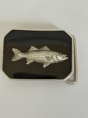 Bill Callahan Belt Buckle Wildlife In Pewter Vintage Silver Tone Fish Signed