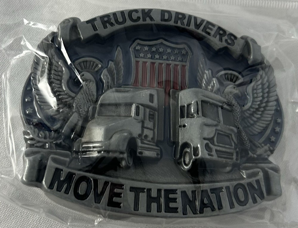 Truck Driver Belt Buckle Big Rig Semi Trucks American West USA Flag Trucker Belt