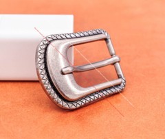 Inner 24MM Anqitue Silver Rope Side Western Cowboy Leather Belt Buckle 3pcs Set