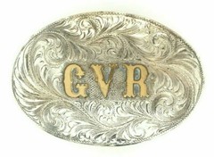 Sterling Silver The Westerner Reno Nevada Belt Buckle GVR Gold Overlay