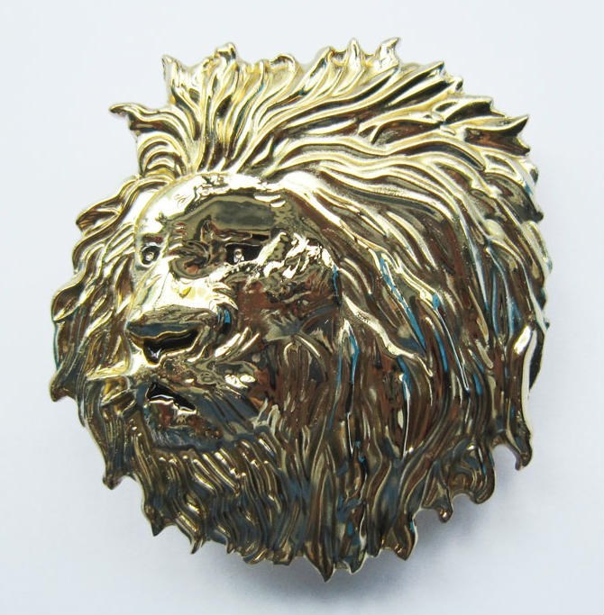 NEW LION GOLD WILD ANIMAL AFRICA SAFARI 3-D BELT BUCKLE