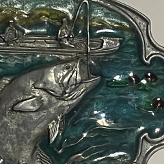 Vintage 1984 Siskiyou Bass Sport Fishing Pewter Belt Buckle Beautiful detailing