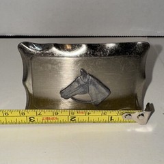 Vintage Brushed / Polished Nickel Horse Head Western Belt Buckle