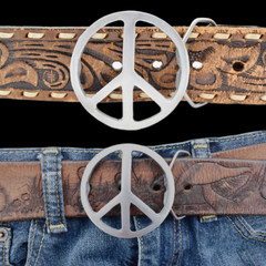 Peace Sign Hippie Flower Child Love Belt Buckle (new)