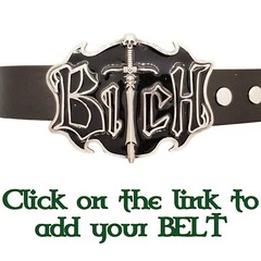 Bitch Belt Buckle Sword Butch Biker Goth Skull Metal Girl Hen