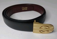 47in Men Reversable Italian Leather Belt, Burgandy/brown &Black. Gold Buckle.