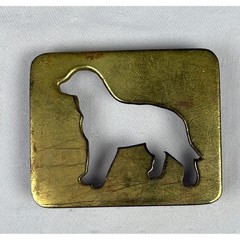 Vintage Labrador Retriever Dog Silhouette Brass Belt Buckle Gold Tone Cutout
