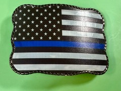 USA Flag Stars Striped with Blue Line Belt Buckle Card Holder Wallet / Stash box