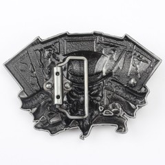Skull and Poker Belt Buckle Western Cowboy Motorcyclist (PKR-04)