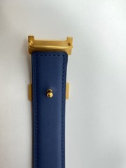 Authentic HERMES H Logo Reversible Belt Strap Blue Gold Tone Buckle Kit 85