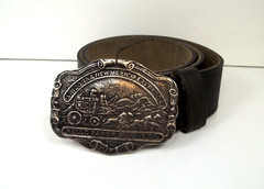 Wells Fargo Mining Co Belt Buckle Arizona New Mexico Express and Leather Belt