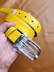 3..8CM Yellow 100% Genuine Leather Skin Men Silver Pin Buckle-Customize