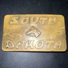 Champion Belt Buckle SOUTH DAKOTA Cast Brass w Horse Head