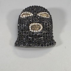 Men&rsquo;s Hip Hop Gun Metal Black Goon Mask Belt Buckle Rhinestones