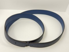 Authentic HERMES H Logo Reversible Belt Strap Blue Gold Tone Buckle Kit 85