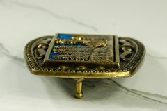 Stag and Trees in Moonlight brass belt buckle western