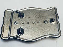 Rectangle Belt Buckle For USA Silver Dollar Coin Screw Back Silver Tone & Red