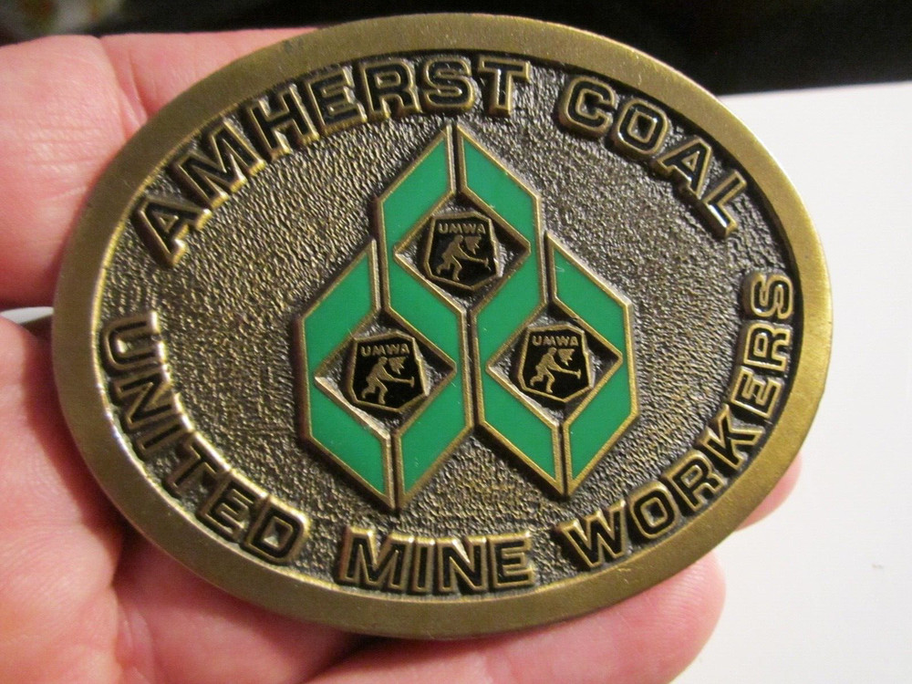 VINTAGE AMHERST COAL COMPANY UNITED MINE WORKERS BELT BUCKLE BBA-7