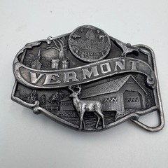 Vintage 1986 Siskiyou Vermont State Belt Buckle T-55 Freedom & Unity Made in USA