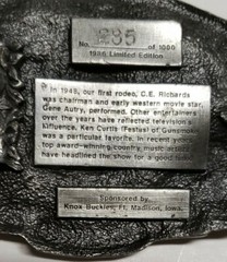 Siskiyou Ft Madison Tri State Rodeo Limited Edition Pewter Belt Buckle 1986