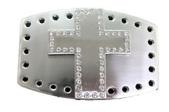 Men Women Silver Metal Rocker Gothic Fashion Buckle Cross Bling Religious Church