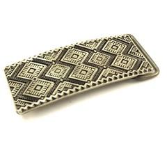 German silver buckle Krayka, Ukrainian ornamental buckle, woven belt embroidery