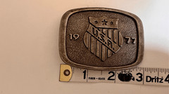 Vintage 1977 United States USA Brass Belt Buckle Stars & Stripes Decor
