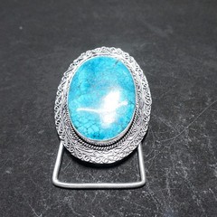 Handmade Silver Plated Belt Buckle with Natural Turquoise Stone- Western Vintage