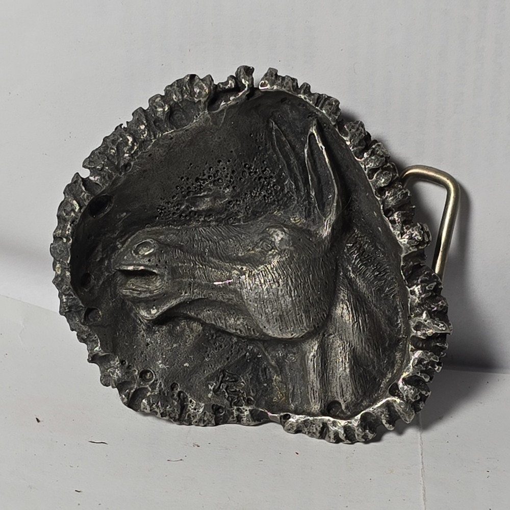 Siskiyou Silver Tone Horse Head Oval Western Belt Buckle Fits 1.5 in Belt