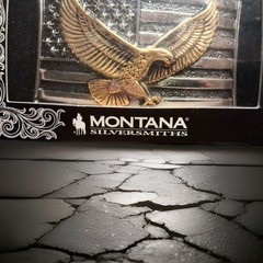 New! Montana Silversmiths &lsquo;SOARING LIBERTY&rsquo; ATTITUDE BELT BUCKLE w/ Flag & Eagle