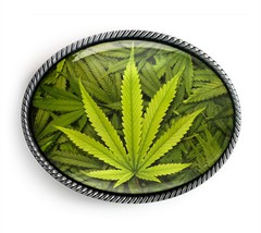 Marijuana Belt Buckle – High Times Weed Pot Leaf Handmade Belt Buckle – 730