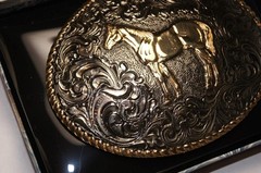 Crumrine M&F Western Oval Standing Horse Silver Bronze tone C02112