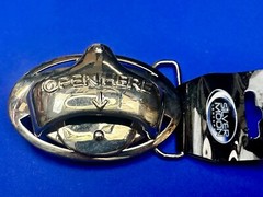 Open Here 2004 NOS Belt Buckle and Bottle Opener by Silver Moon Concepts