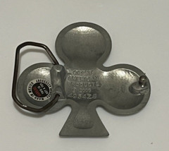 Playing Card Suit Belt Buckle Clover Silver Toned Clover Leaf