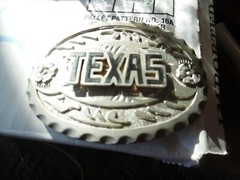 Silver & black Texas belt buckle 4&Prime; x 3&Prime;