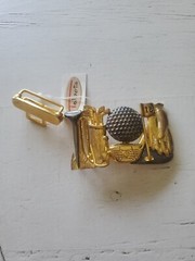 NEW Talbots Gold Tone Golf Ball Club Bag Belt Buckle 18th Hole Flag Tee Driver