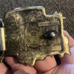 Vintage Train Caboose Belt Buckle 1979 Great American Buckle Co High Gloss Brass