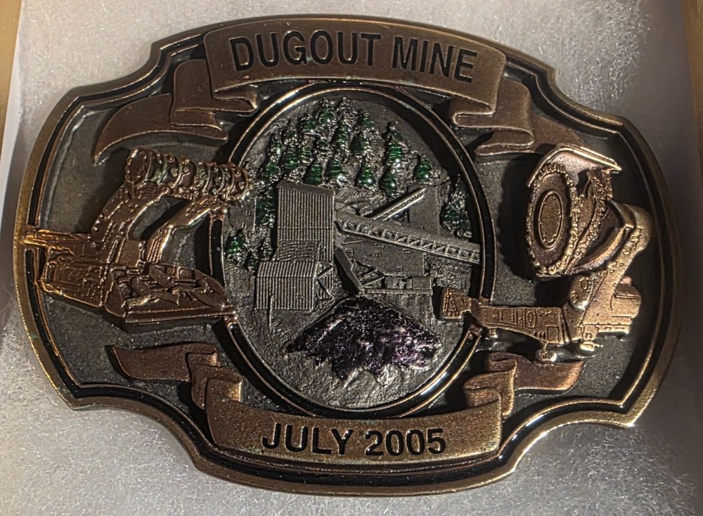Vintage 2005 Metal Belt Buckle, Dugout Mine, Coal, Energy, Fuel, Fossil Energy