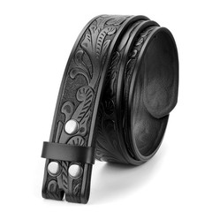TRIWORKS Western Leather Belt Strap for Men without Fit Size 29&Prime;-33&Prime;, A-black