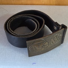 Volkswagen Bronze Metal Clip Belt Buckle w/ VW Logo, Fits 2 in Belt